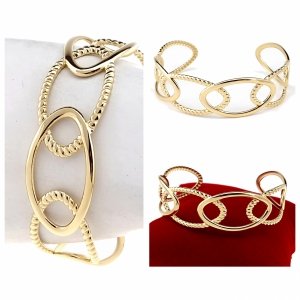 4933 Bransoletka złota elegancka 6cm pozłacana 14k bangla Xuping