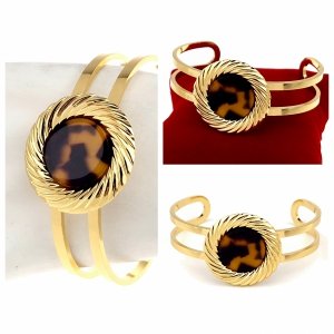 br22 Bransoletka złota 5,5cm stal chirurgiczna bangla 316L 