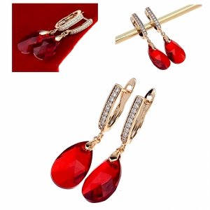 336a Kolczyki złote Austrian Crystal cyrkonia pozłacane 18k Xuping wiszące