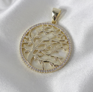 3532 Złota zawieszka błyszcząca pozłacana 14k drzewko szczęścia