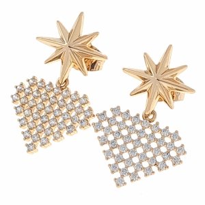 4512 Złote kolczyki cyrkonie pozłacane 18k Xuping wiszące