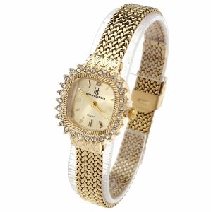 905b Ekskluzywny damski złoty zegarek błyszczący klasyk cyrkonie