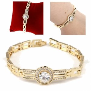 3106 Bransoletka złota elegancka 18cm cyrkonie pozłacana 14k Viki Lady