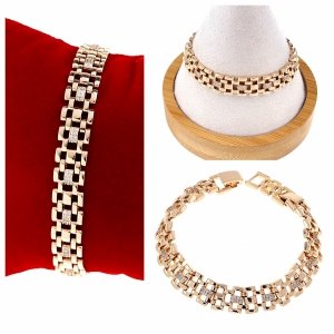 2660 Bransoletka cyrkonie złota 19cm pozłacana 18k Xuping