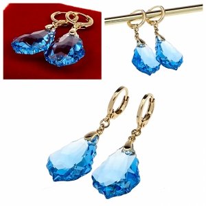 2893 Kolczyki złote Austrian Crystal pozłacane cyrkonie wiszące 14K Xuping Swaro