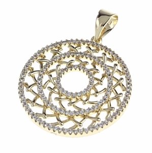 1925b Złota zawieszka błyszcząca pozłacana 14k cyrkonie 