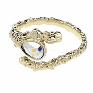 1937i Pierścionek złoty pozłacany 14k cyrkonie Austrian Crystal regulowany