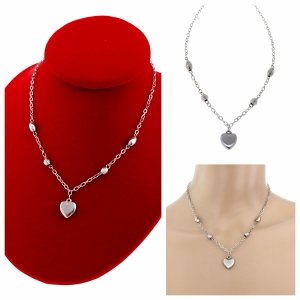 3164 Srebrny naszyjnik 40+5cm stal chirurgiczna 316L nierdzewna serce