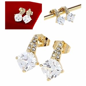 1812 Kolczyki złote pozłacane cyrkonie wtyczki 14K Xuping 