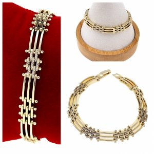 1921h Bransoletka elegancka złota 19cm pozłacana 14k Xuping cyrkonie 