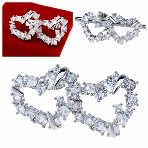 4812 Kolczyki srebrne pozłacane białym złotem wtyczki cyrkonie 