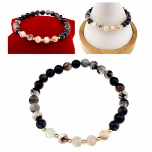 3719h Bransoletka naturalny kamień turmalin cytryn na gumce jubilerskiej