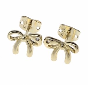 3686 Kolczyki złote pozłacane wtyczki 14K kokardki