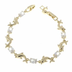 1800d Bransoletka elegancka złota 17+2cm pozłacana 14k cyrkonie 