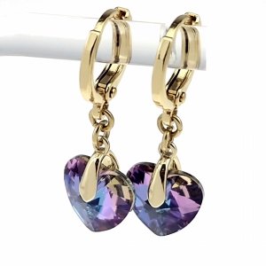 3661 Kolczyki złote pozłacane 14k wiszące Austrian Crystal 