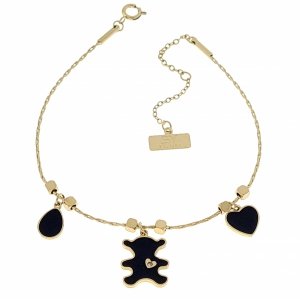 1879c Bransoletka złota 20,5cm stal chirurgiczna celebrytka miś S&Y