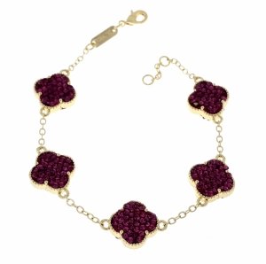 3944 Bransoletka elegancka złota 18+2cm pozłacana 14k cyrkonie koniczyna marokańska