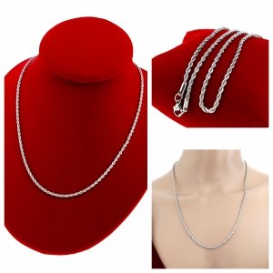 029b Srebrny łańcuszek naszyjnik 55cm stal chirurgiczna 316L splot kordel 