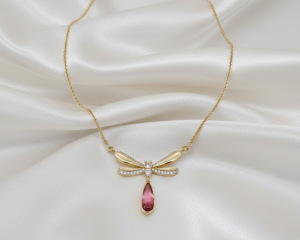 2657 Złoty łańcuszek naszyjnik 42+5cm pozłacany 14k cyrkonie Austrian Crystal