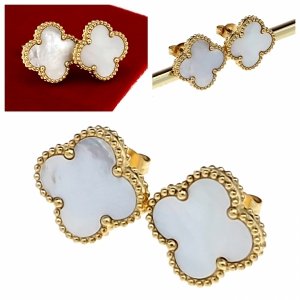 1121 Kolczyki złote stal chirurgiczna 316L celebrytki koniczyna marokańska wtyczki 