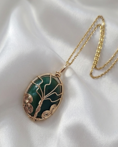 1919i Naszyjnik kamień naturalny 45+5cm stal chirurgiczna nierdzewna 