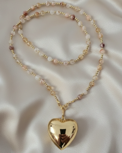 1193 Naszyjnik cytryn kamień naturalny 70cm stal chirurgiczna nierdzewna naszyjnik