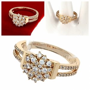 1546 Pierścionek złoty cyrkonie pozłacany 18k Xuping 