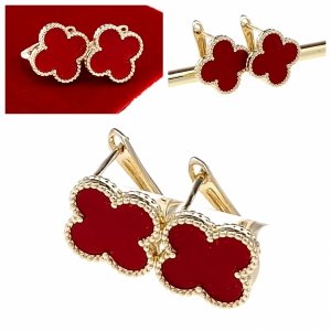 0272 Kolczyki złote pozłacane wiszące 14K koniczyna marokańska