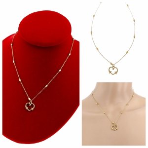 2155 Złoty łańcuszek naszyjnik 40+5cm stal chirurgiczna 316L serce 