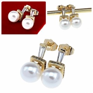 2238 Kolczyki złote pozłacane cyrkonie wiszące 14K Xuping 