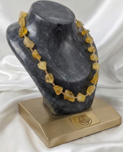 3731b Naszyjnik kwarc kamień naturalny 45+5cm stal chirurgiczna nierdzewna 