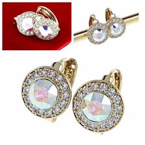 2289 Kolczyki złote pozłacane cyrkonie wiszące 14K Xuping 