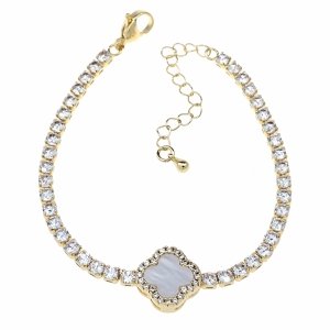 887 Bransoletka elegancka złota 17+3cm pozłacana 14k koniczyna marokańska