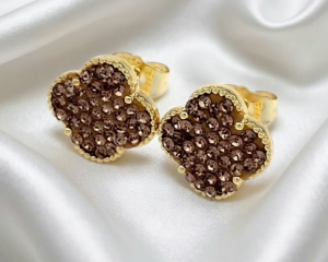 позолоченные серьги с эксклюзивным фианитом