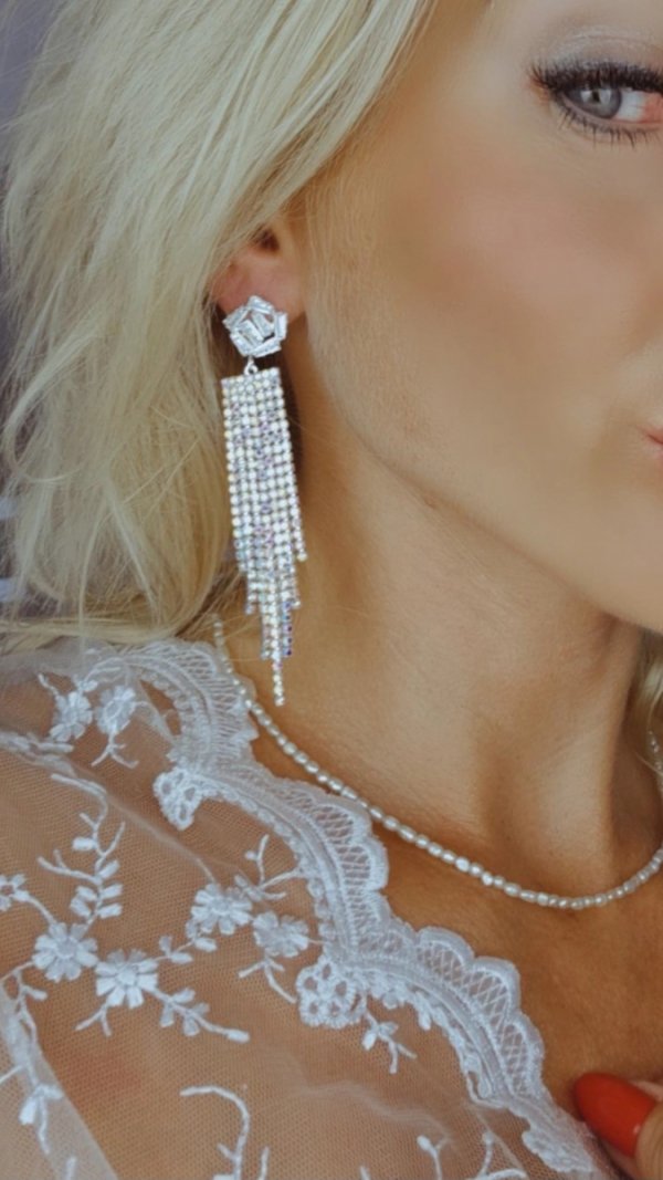 OHRRINGE GOLD LANGE ZIRKONIA HOCHZEIT HOCHZEIT