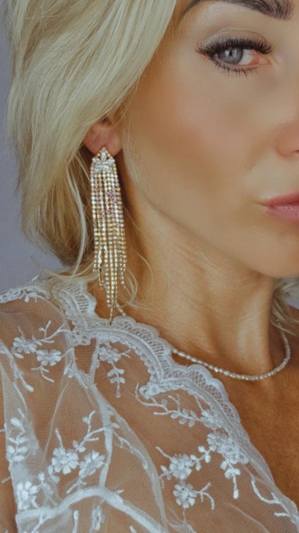 OHRRINGE GOLD LANGE ZIRKONIA HOCHZEIT HOCHZEIT