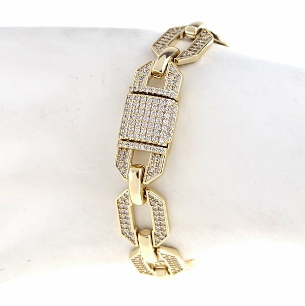 Goldenes Set Armband Kette besetzt mit Zirkonia und vergoldet mit 14k