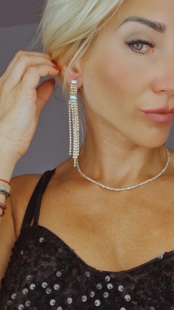 EARRINGS GOLD LONG ZIRCONIA WEDDING WEDDING