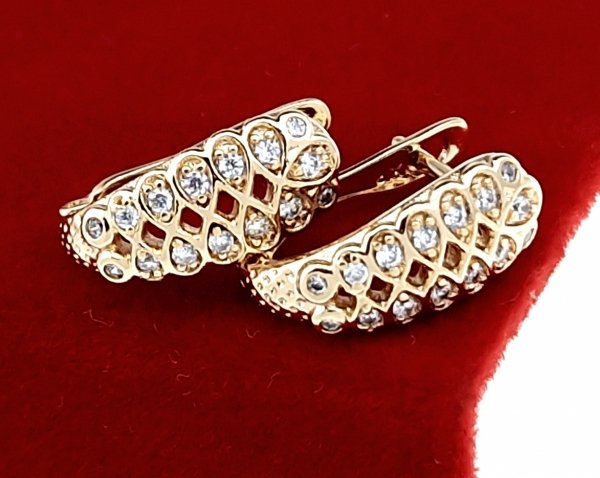 gold plated earrings with exclusive cubic zirconia