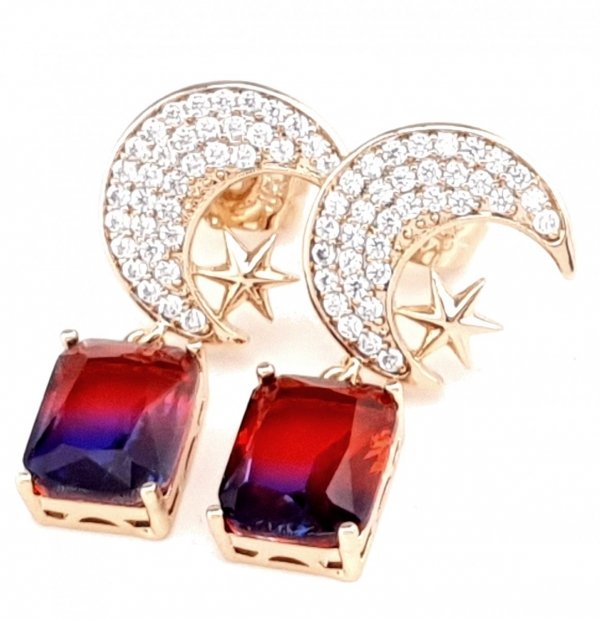 gold plated earrings with exclusive cubic zirconia