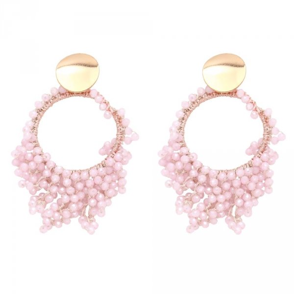 Golden earrings silk flowers