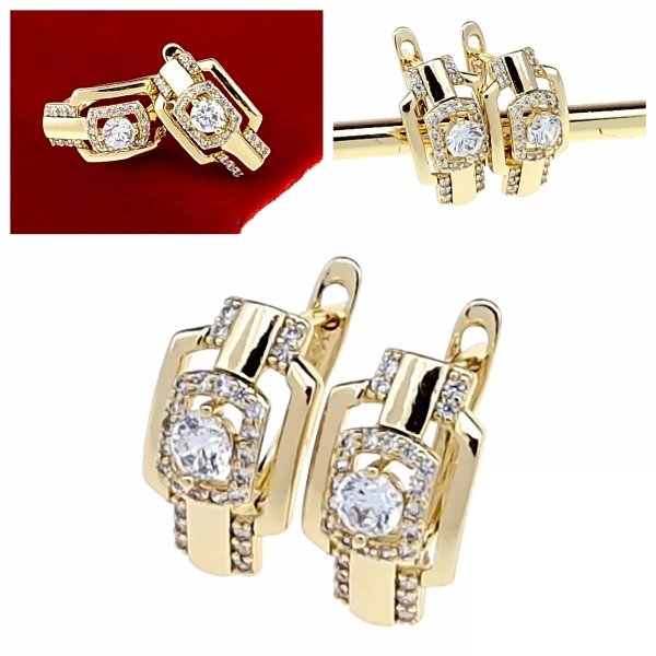 gold plated earrings with exclusive cubic zirconia