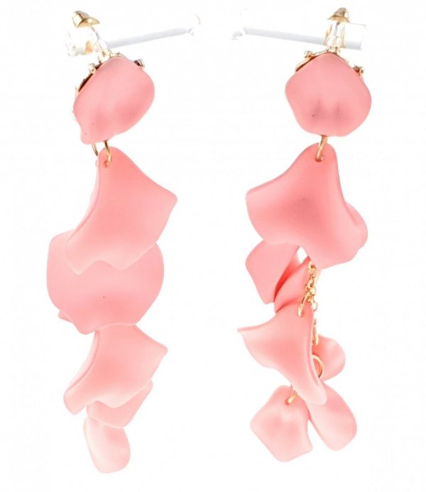 Golden earrings silk flowers