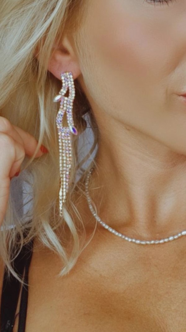 EARRINGS GOLD LONG ZIRCONIA WEDDING WEDDING