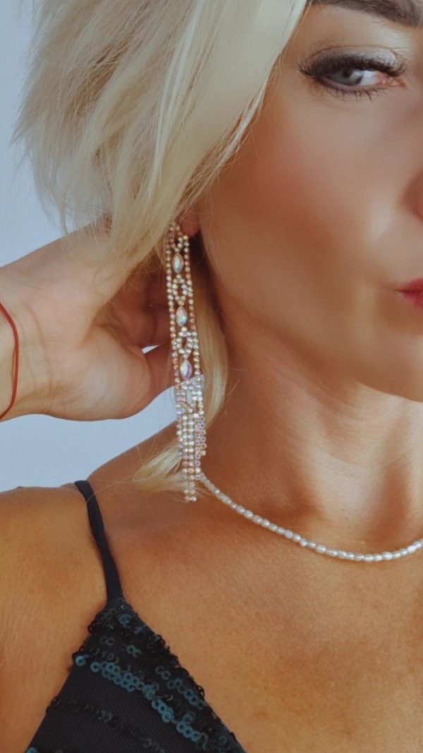 EARRINGS GOLD LONG ZIRCONIA WEDDING WEDDING