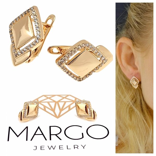 gold plated earrings with exclusive cubic zirconia