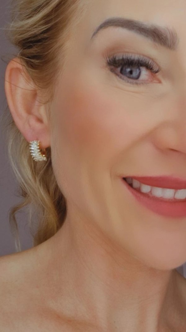 gold plated earrings with exclusive cubic zirconia