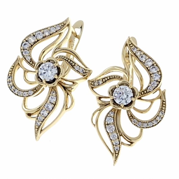 gold plated earrings with exclusive cubic zirconia