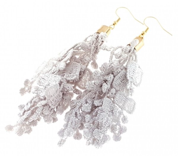 Golden earrings silk flowers