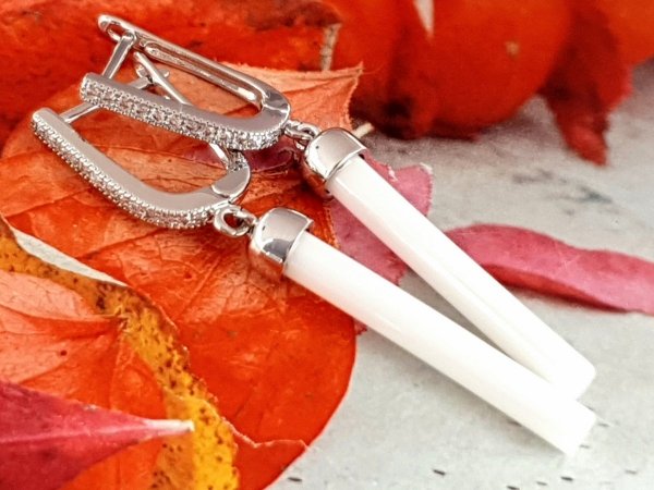 EARRINGS SILVER Zirconia GOLD PLATED WHITE GOLD